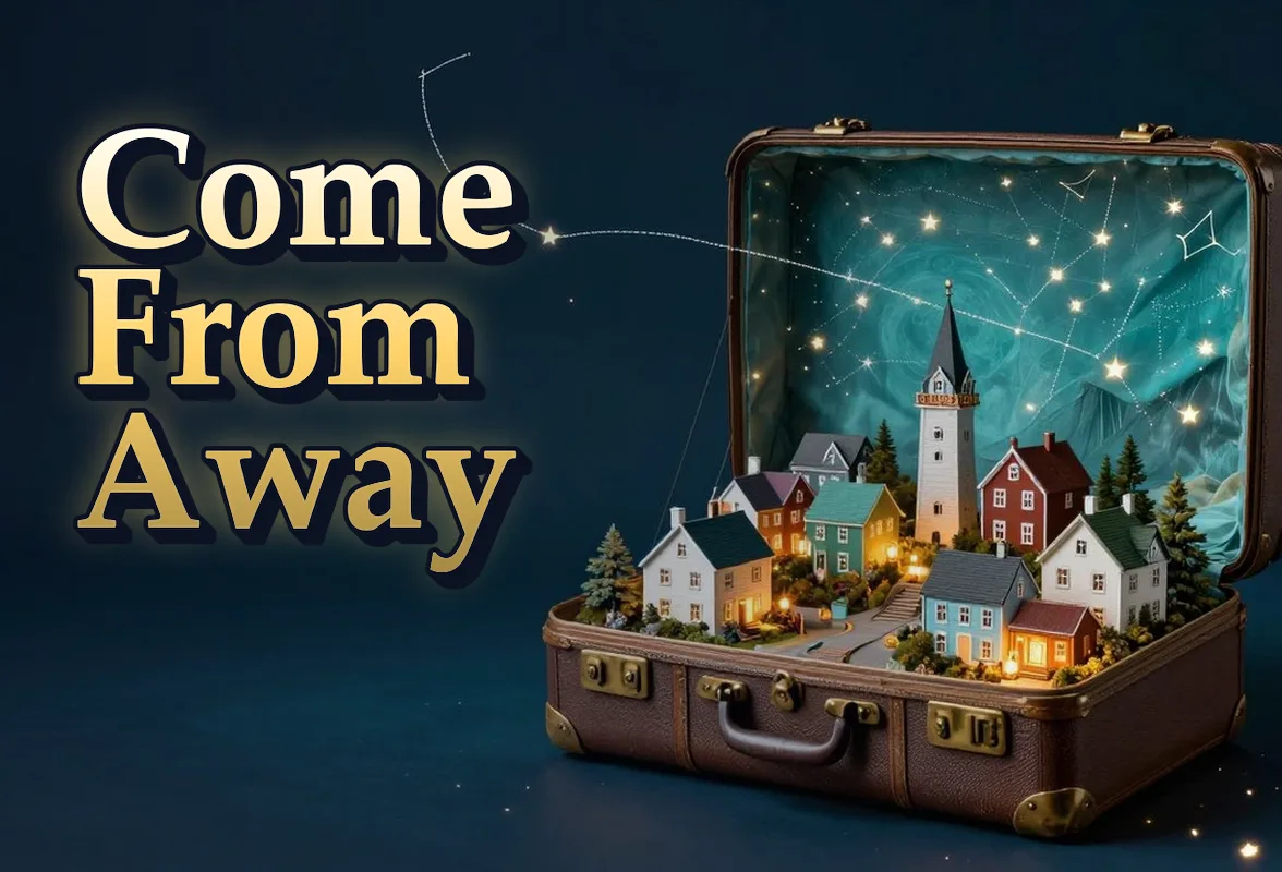Illustrated event poster for Come From Away