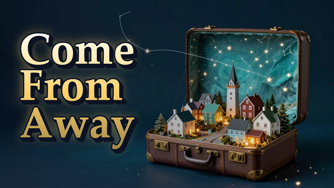 Illustrated event poster for Come From Away