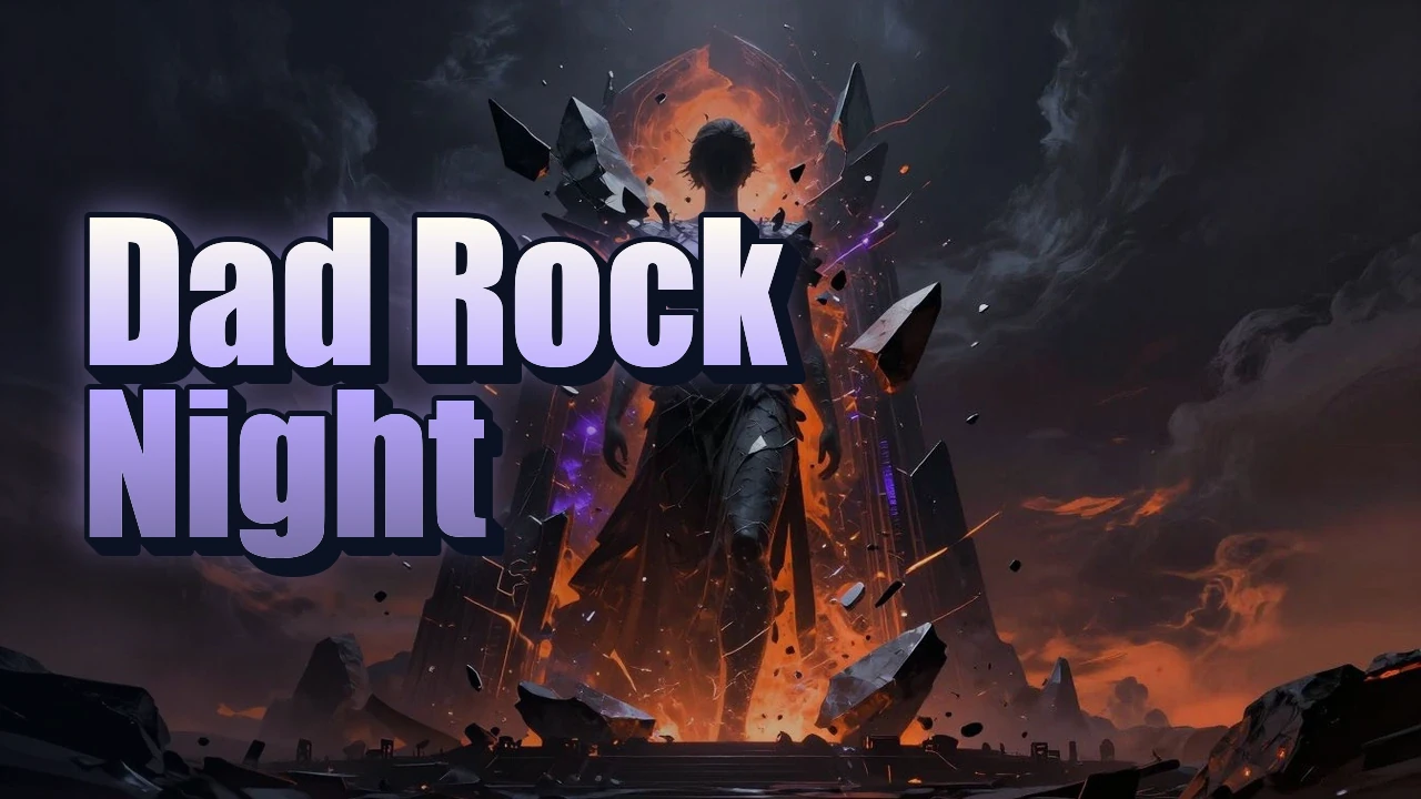 Illustrated event poster for Dad Rock Night