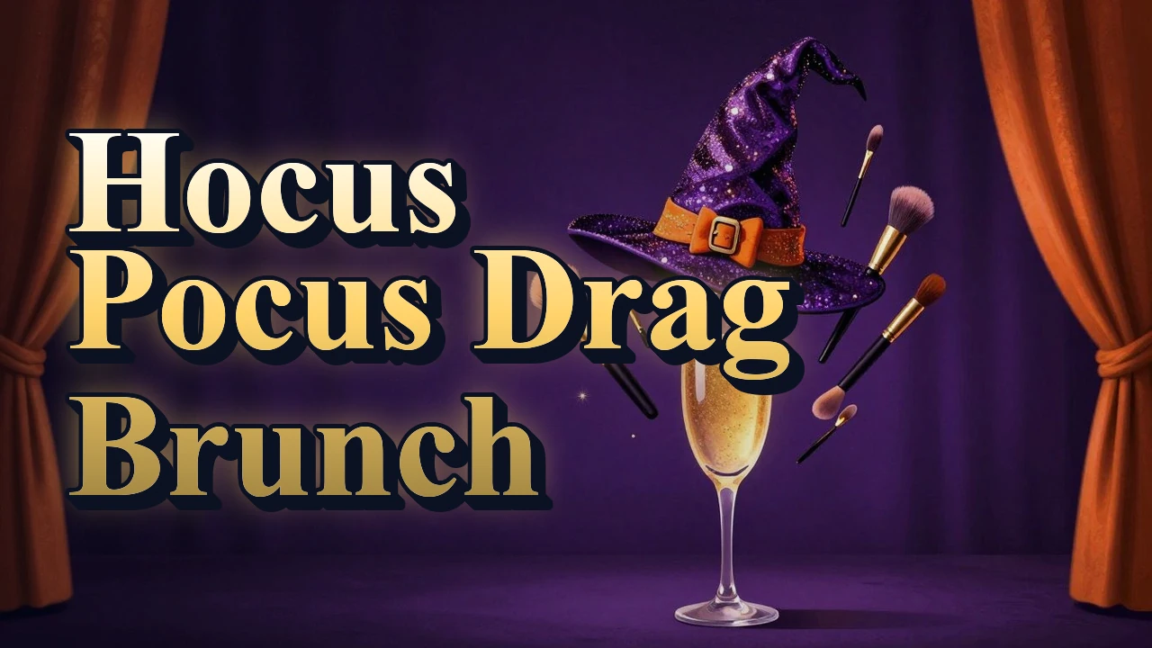Illustrated event poster for Hocus Pocus Drag Brunch