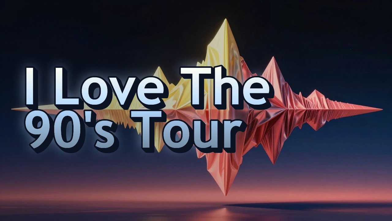 Illustrated event poster for I Love The 90's Tour