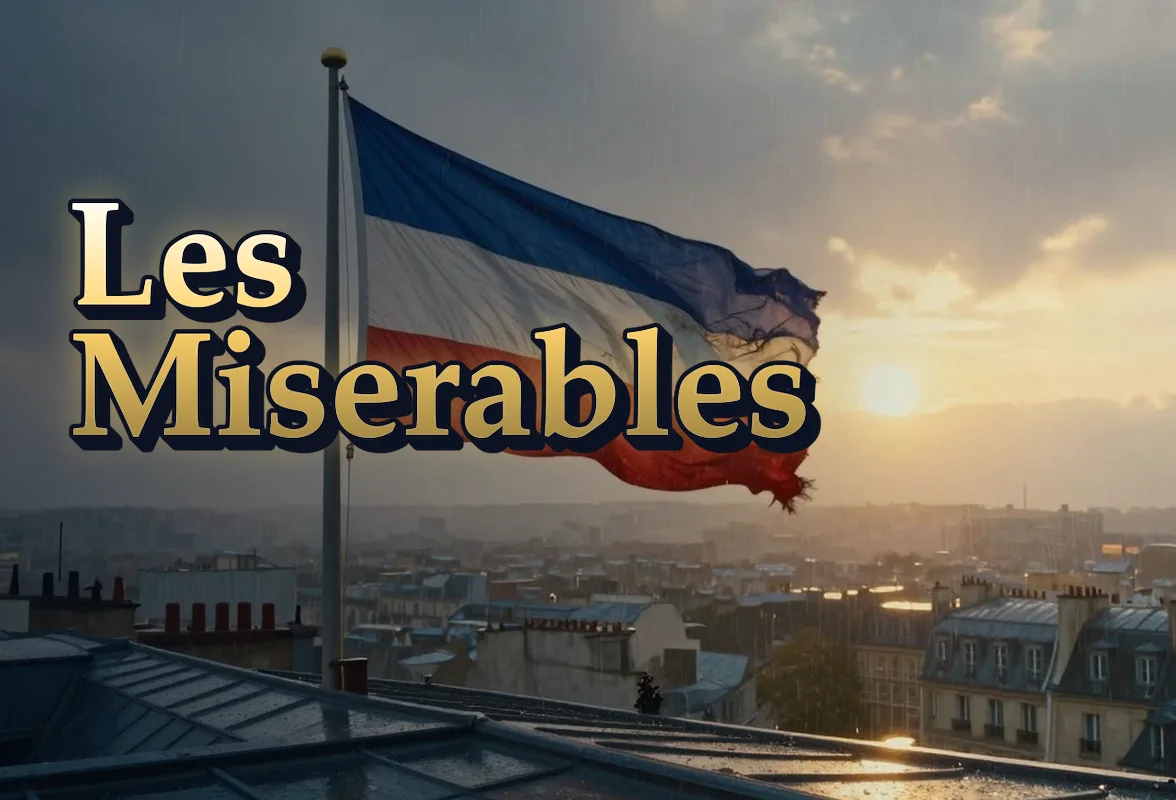 Illustrated event poster for Les Miserables