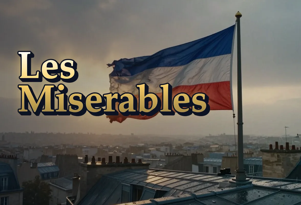 Illustrated event poster for Les Miserables