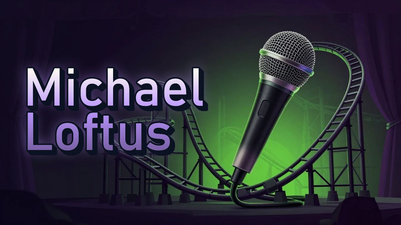 Illustrated event poster for Michael Loftus