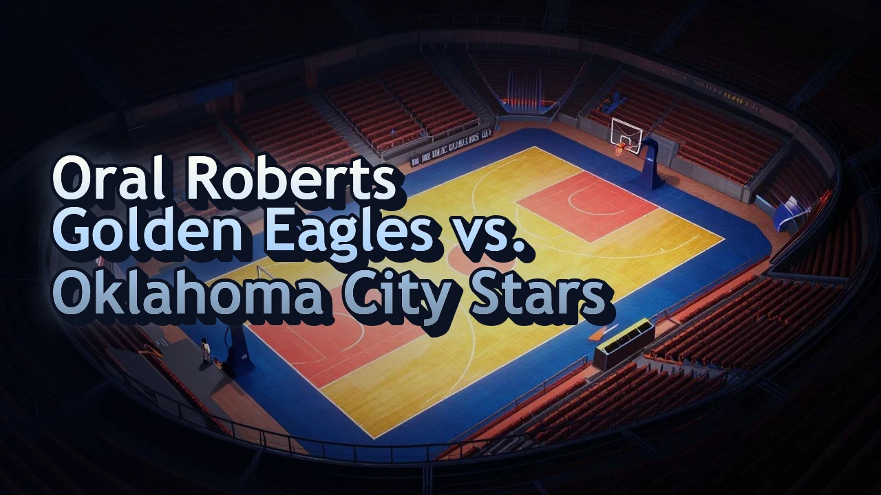 Illustrated event poster for Oral Roberts Golden Eagles vs. Oklahoma City Stars