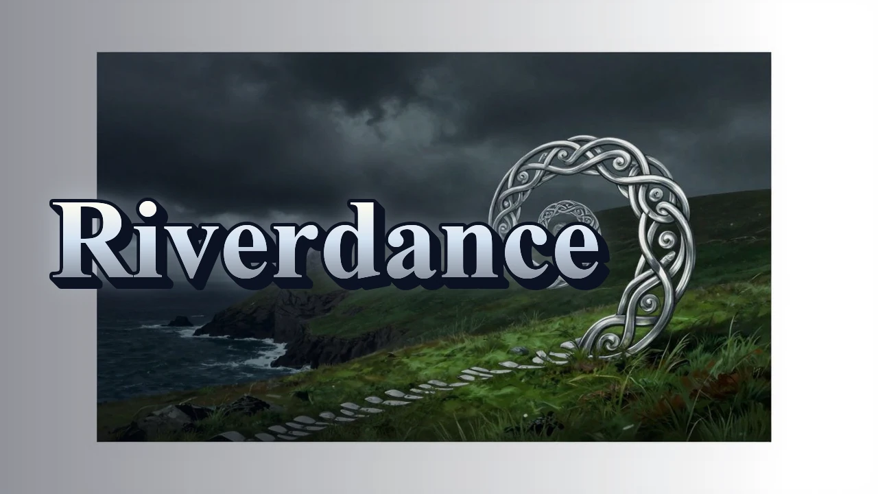 Illustrated event poster for Riverdance