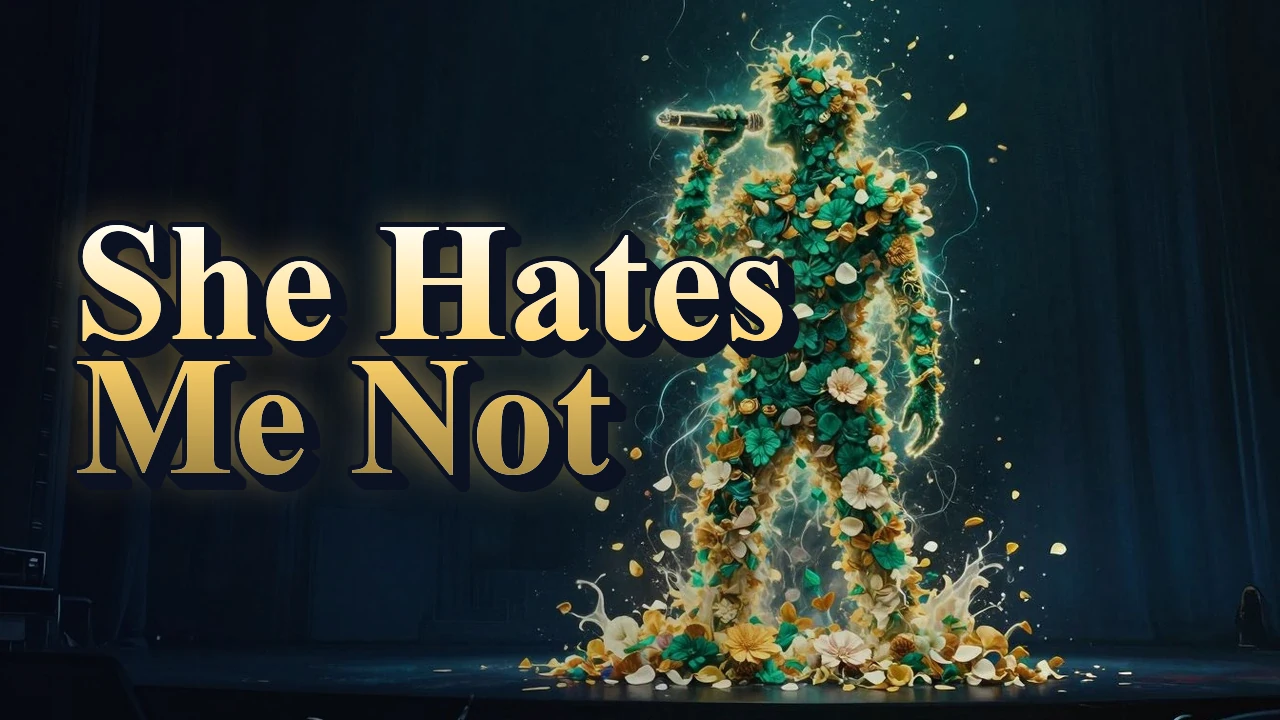 Illustrated event poster for She Hates Me Not