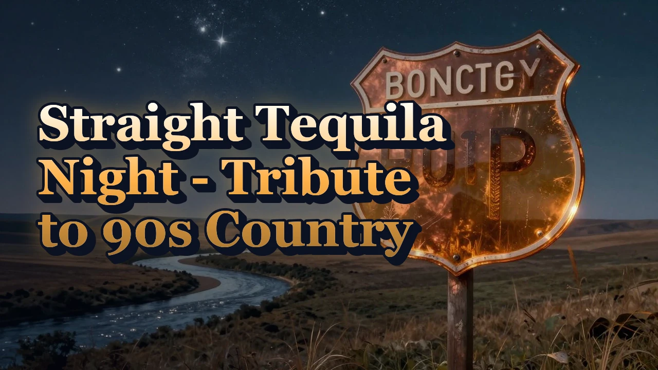 Illustrated event poster for Straight Tequila Night - Tribute to 90s Country