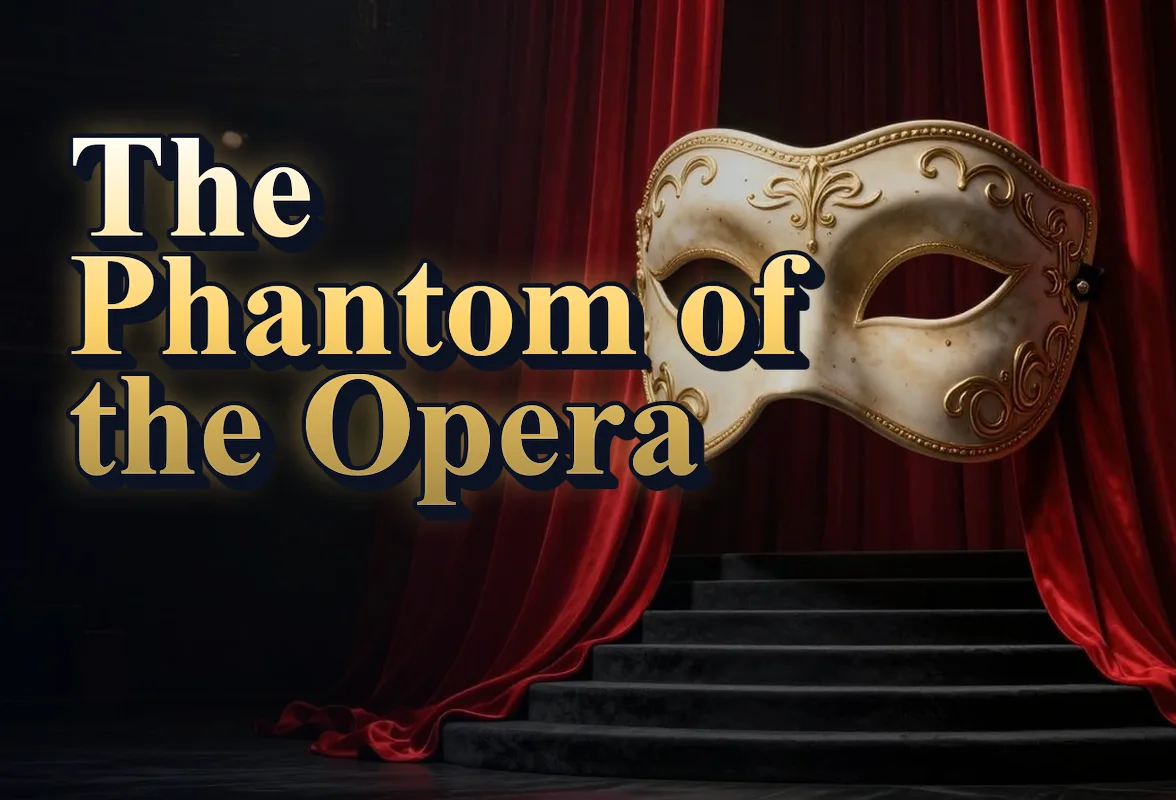 Illustrated event poster for The Phantom of the Opera