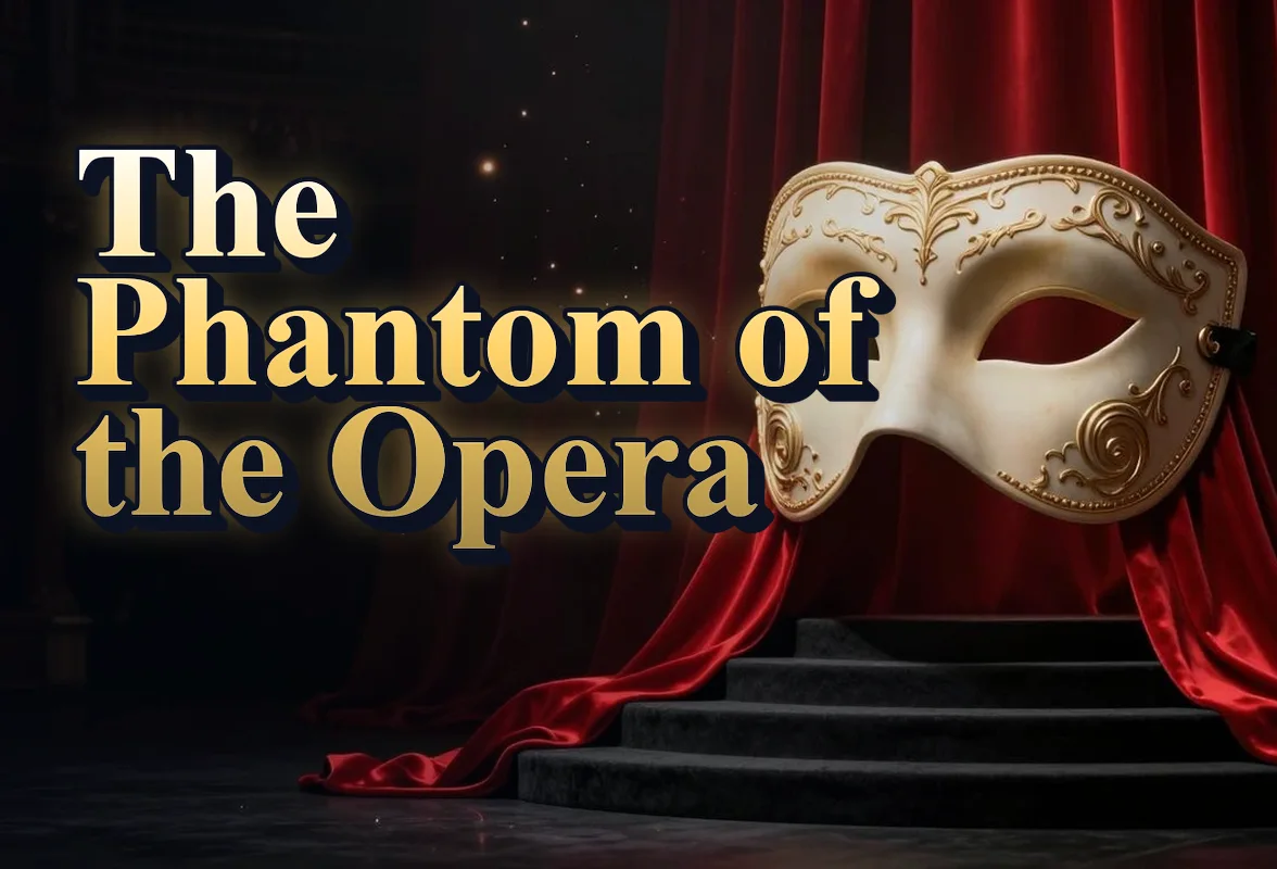Illustrated event poster for The Phantom of the Opera