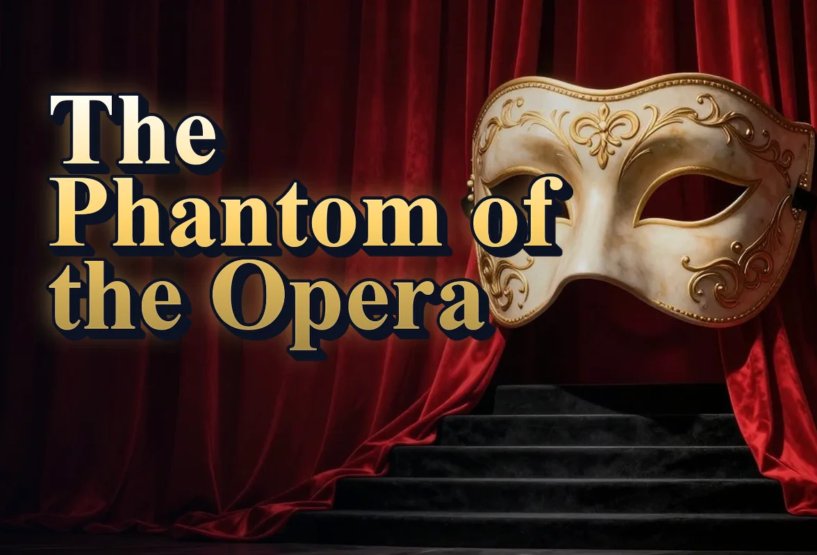 Illustrated event poster for The Phantom of the Opera