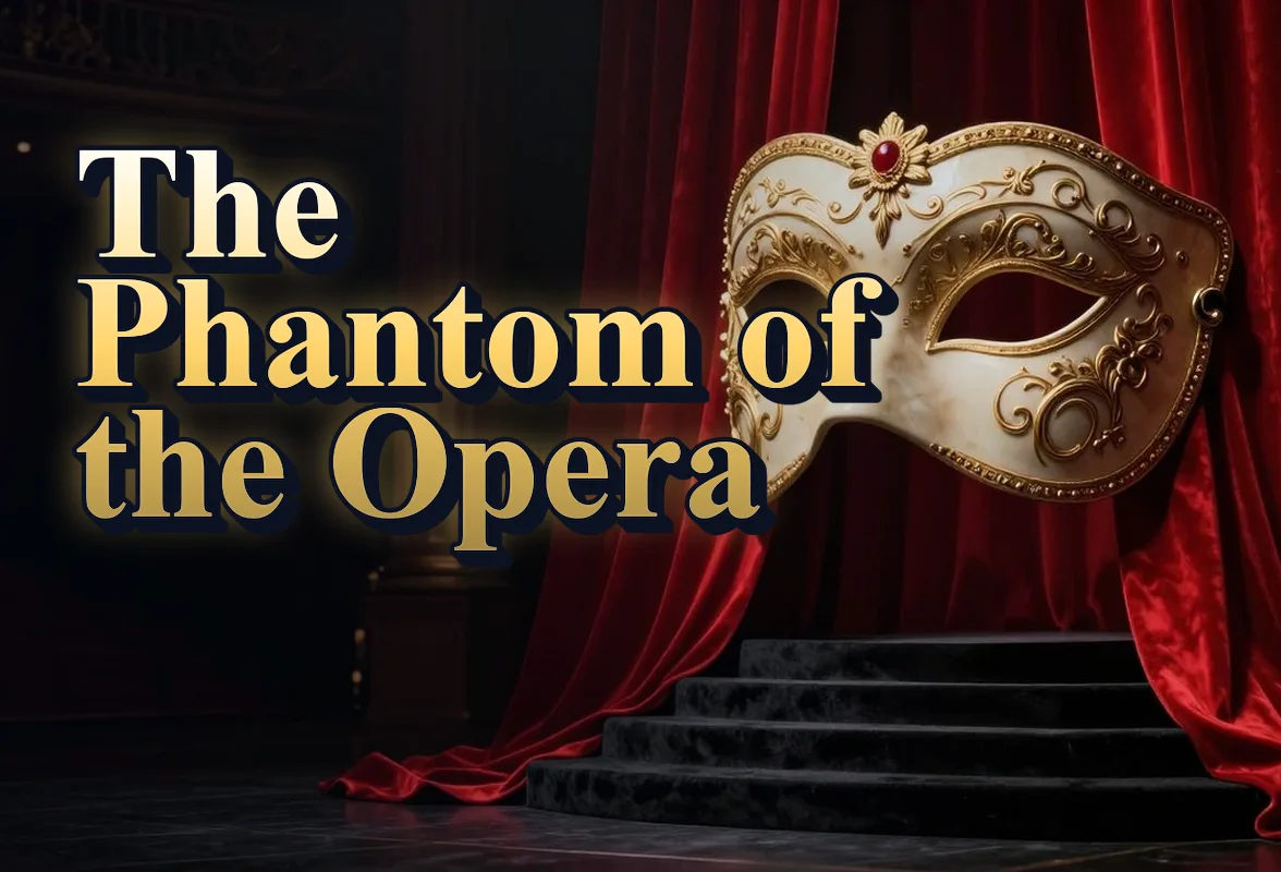 Illustrated event poster for The Phantom of the Opera