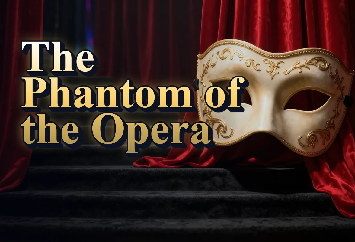 Illustrated event poster for The Phantom of the Opera