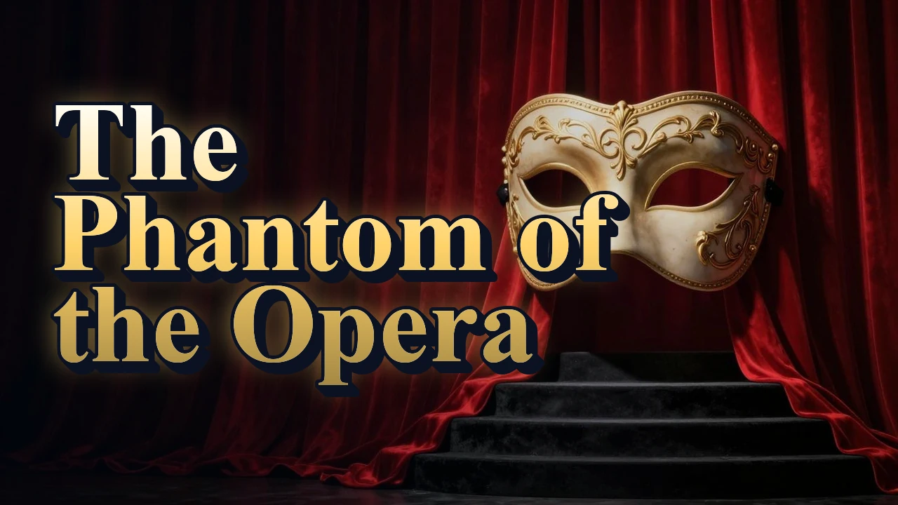 Illustrated event poster for The Phantom of the Opera