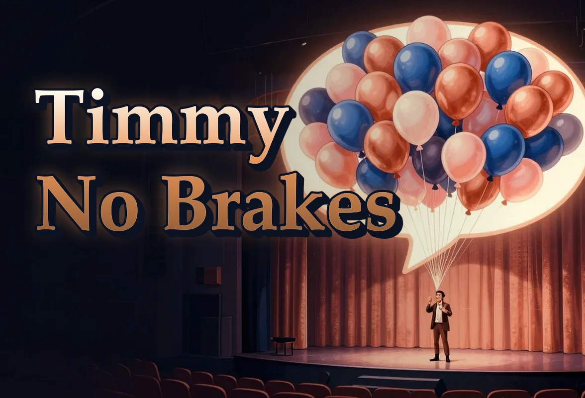 Illustrated event poster for Timmy No Brakes