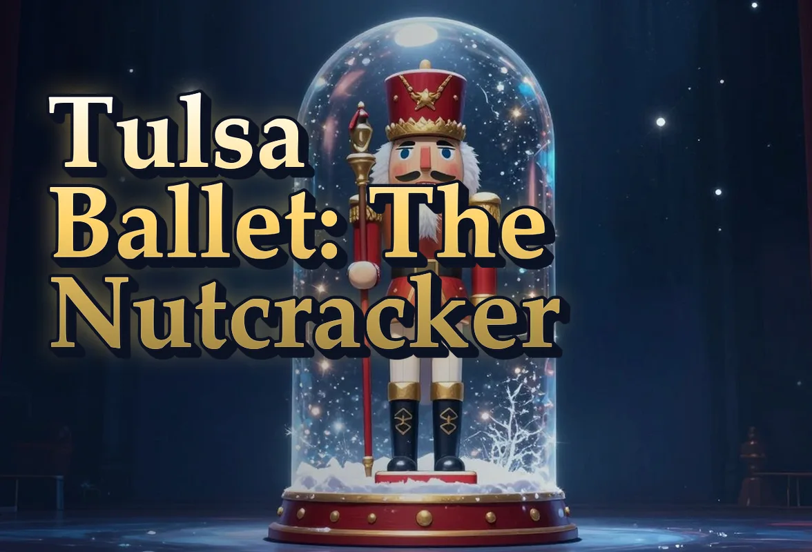 Illustrated event poster for Tulsa Ballet: The Nutcracker