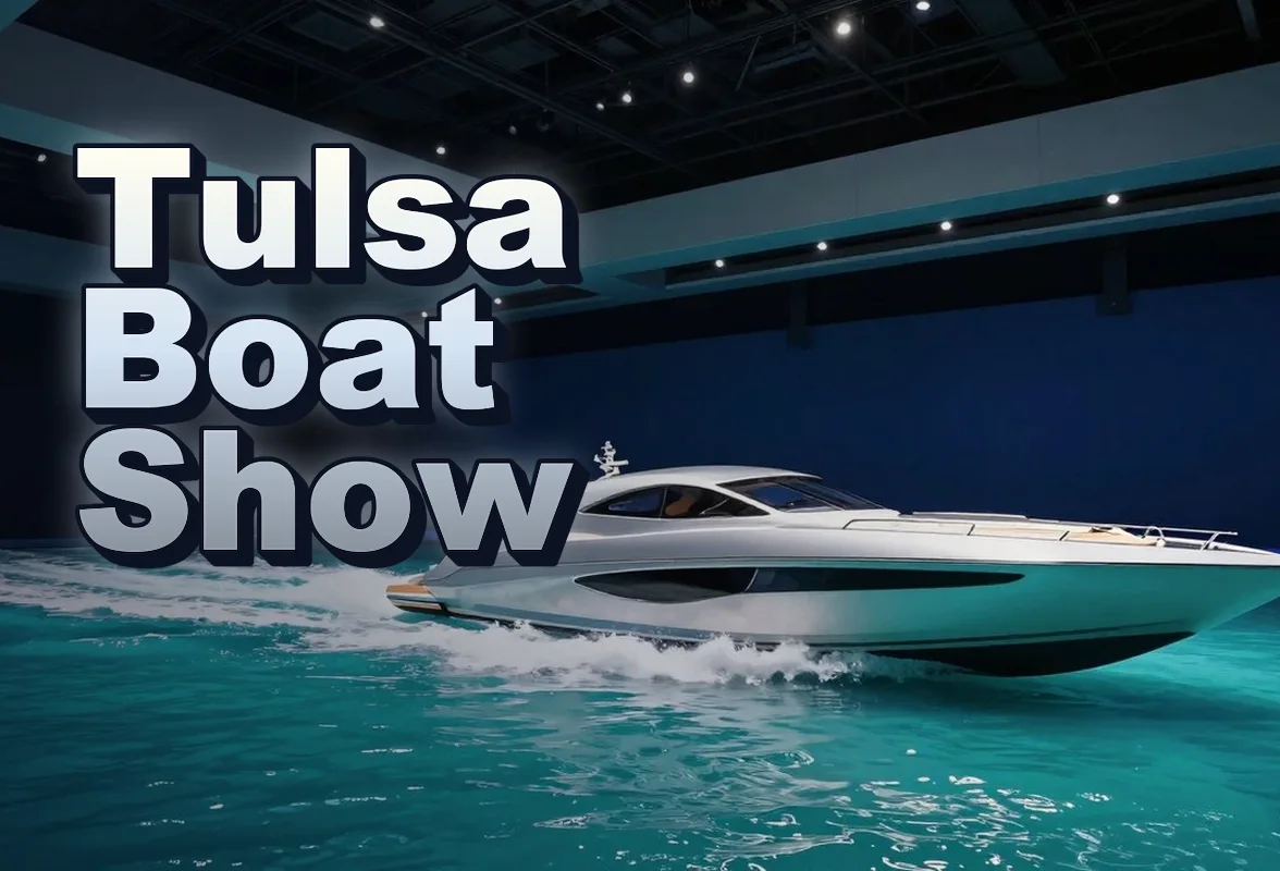 Illustrated event poster for Tulsa Boat Show