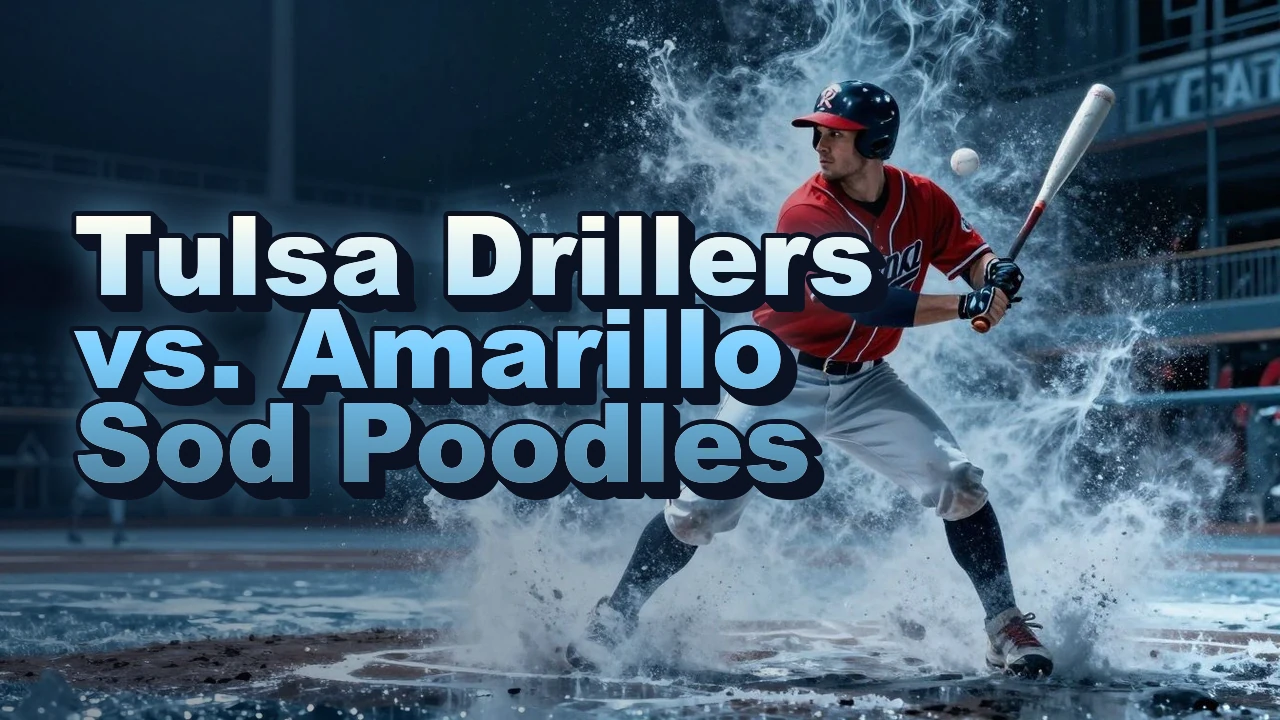 Illustrated event poster for Tulsa Drillers vs. Amarillo Sod Poodles