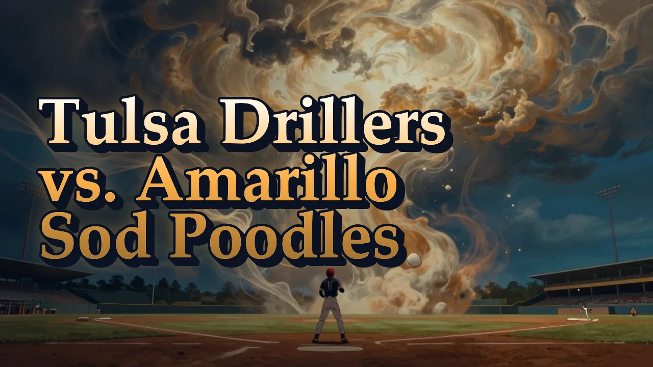 Illustrated event poster for Tulsa Drillers vs. Amarillo Sod Poodles