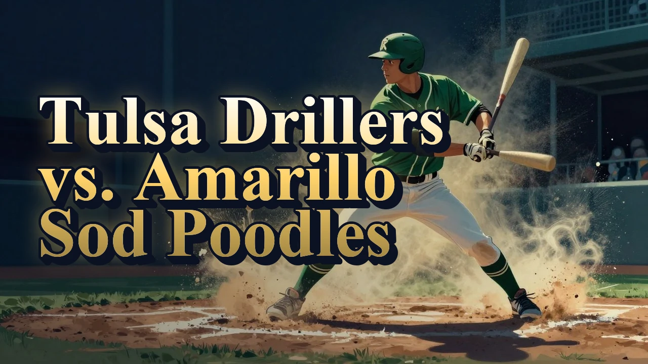 Illustrated event poster for Tulsa Drillers vs. Amarillo Sod Poodles