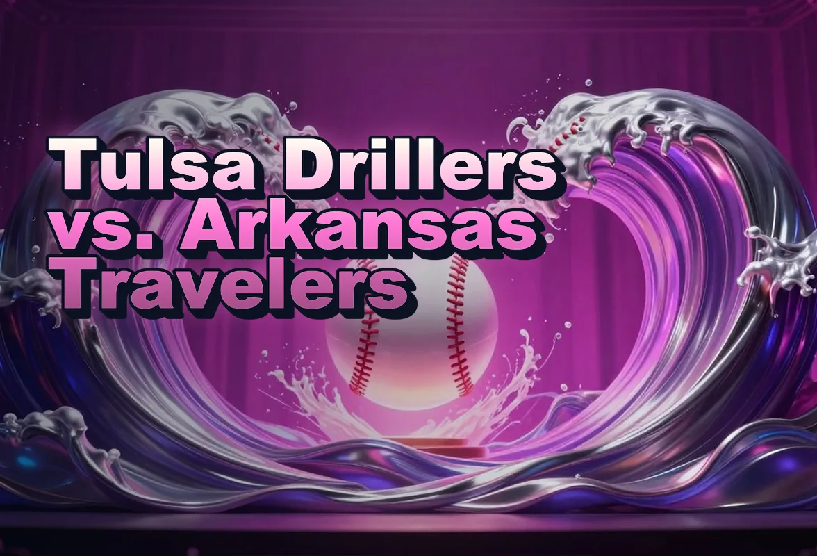 Illustrated event poster for Tulsa Drillers vs. Arkansas Travelers