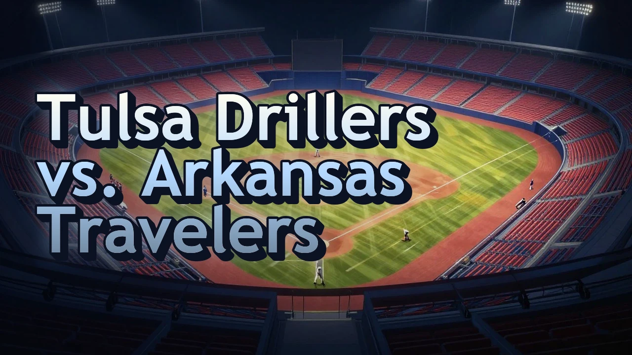 Illustrated event poster for Tulsa Drillers vs. Arkansas Travelers