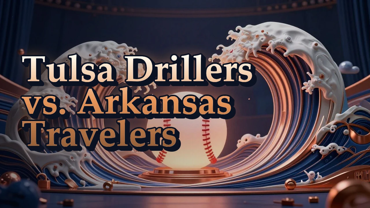 Illustrated event poster for Tulsa Drillers vs. Arkansas Travelers