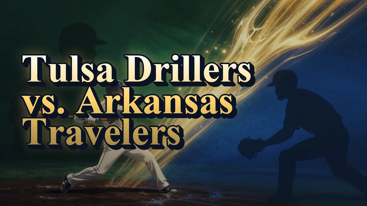 Illustrated event poster for Tulsa Drillers vs. Arkansas Travelers