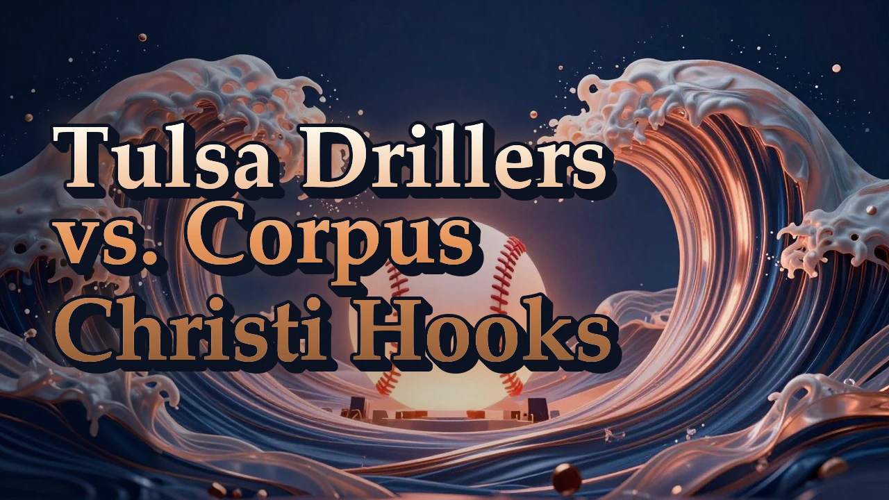 Illustrated event poster for Tulsa Drillers vs. Corpus Christi Hooks