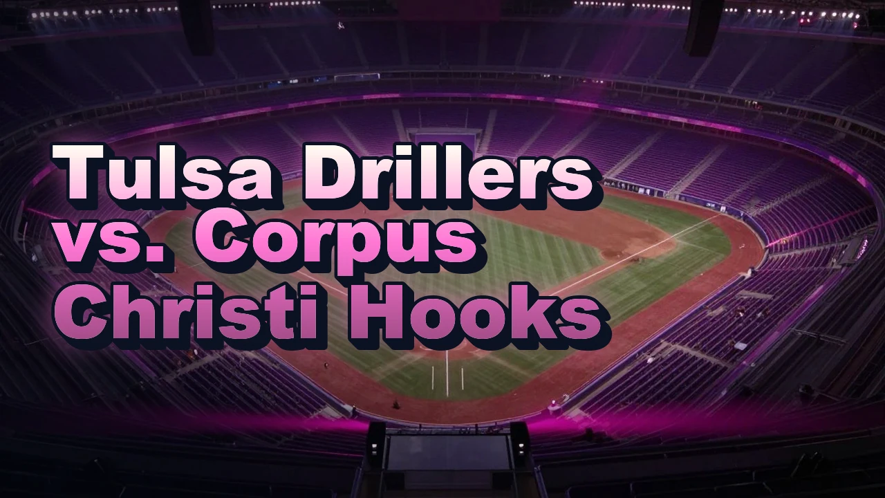 Illustrated event poster for Tulsa Drillers vs. Corpus Christi Hooks
