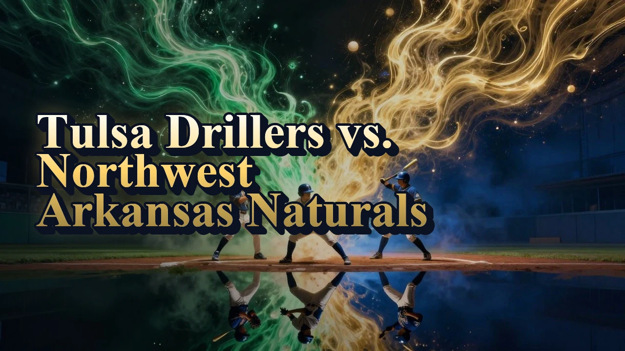 Illustrated event poster for Tulsa Drillers vs. Northwest Arkansas Naturals