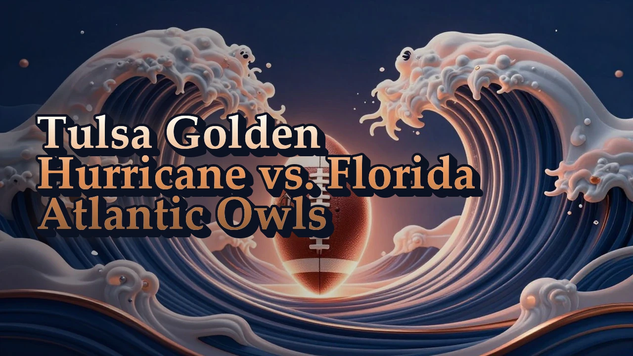 Illustrated event poster for Tulsa Golden Hurricane vs. Florida Atlantic Owls
