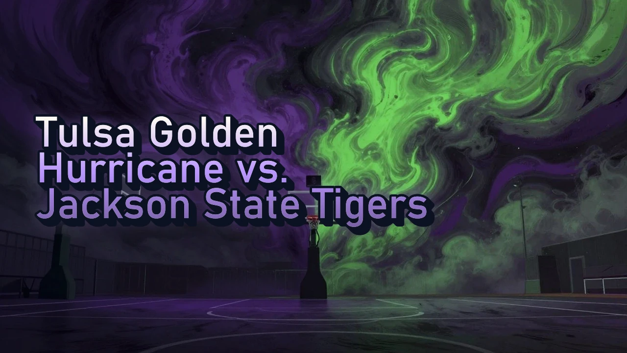 Illustrated event poster for Tulsa Golden Hurricane vs. Jackson State Tigers