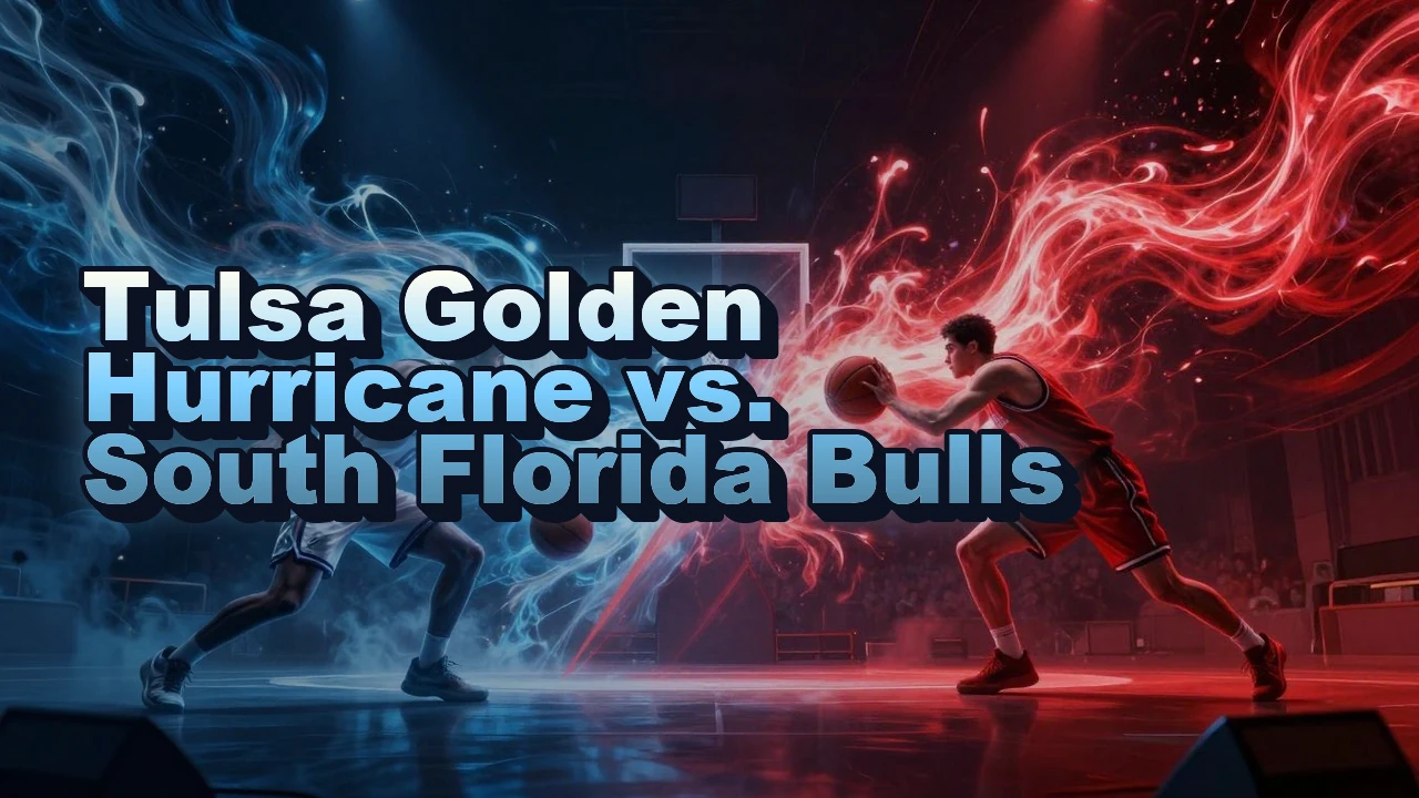 Illustrated event poster for Tulsa Golden Hurricane vs. South Florida Bulls