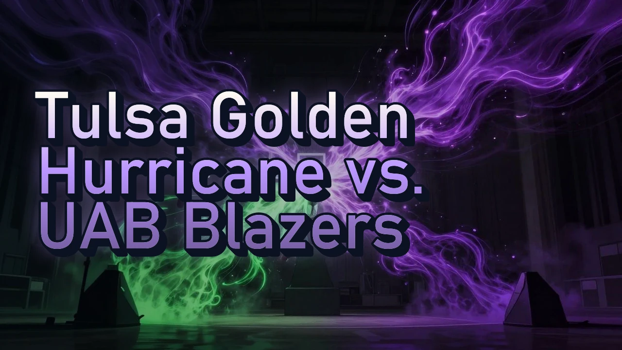 Illustrated event poster for Tulsa Golden Hurricane vs. UAB Blazers