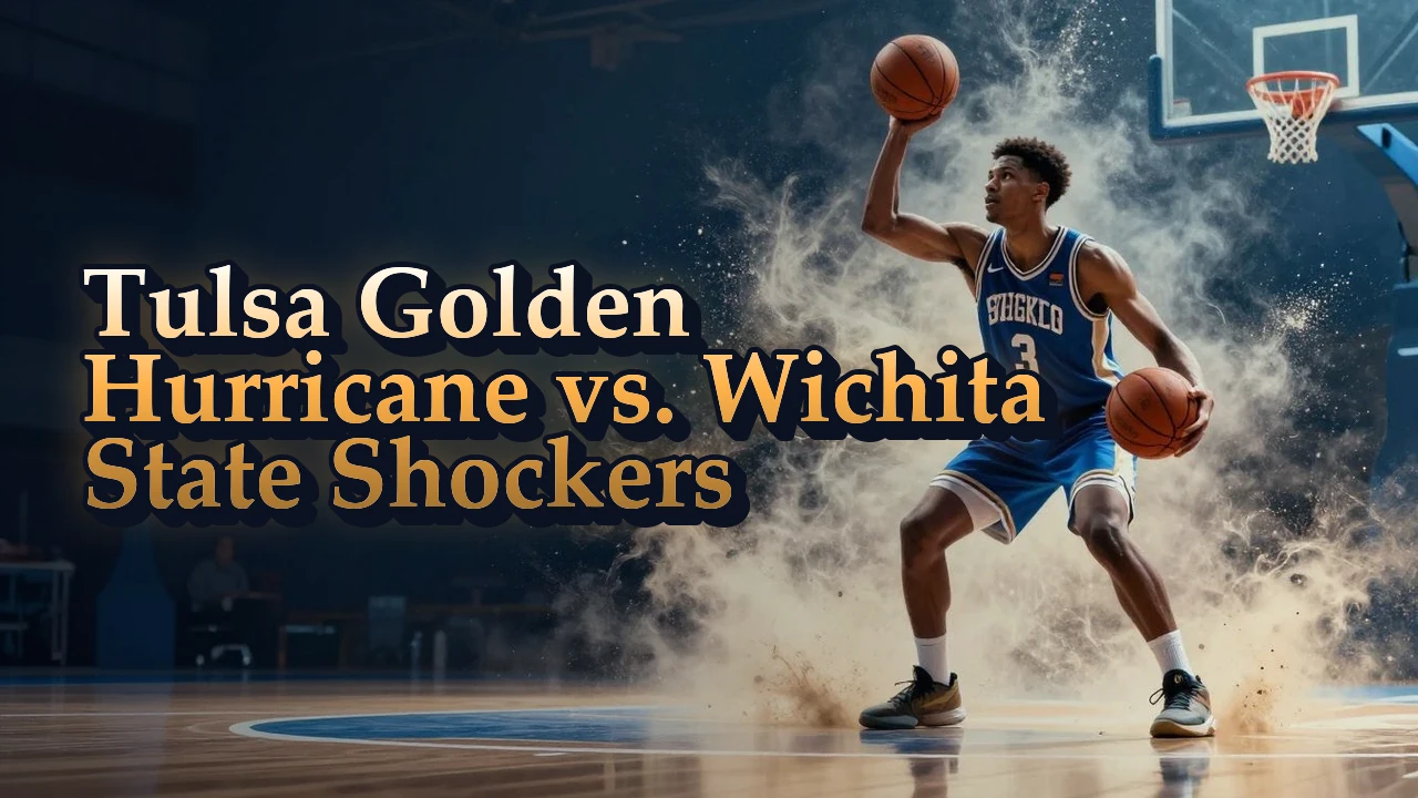 Illustrated event poster for Tulsa Golden Hurricane vs. Wichita State Shockers