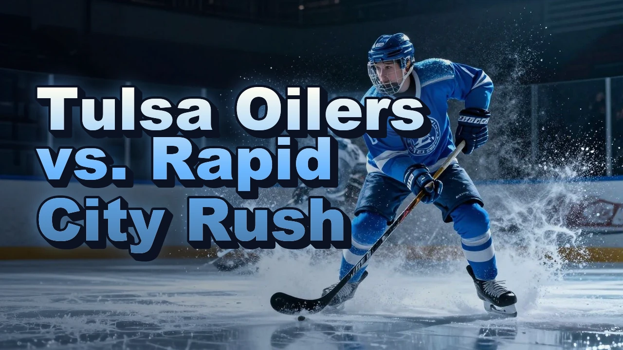 Illustrated event poster for Tulsa Oilers vs. Rapid City Rush