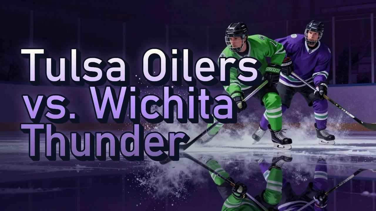 Illustrated event poster for Tulsa Oilers vs. Wichita Thunder