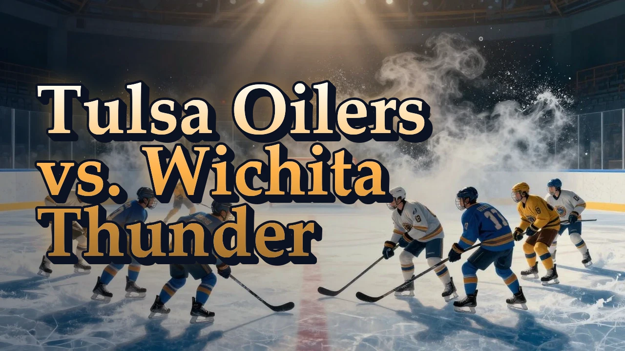 Illustrated event poster for Tulsa Oilers vs. Wichita Thunder