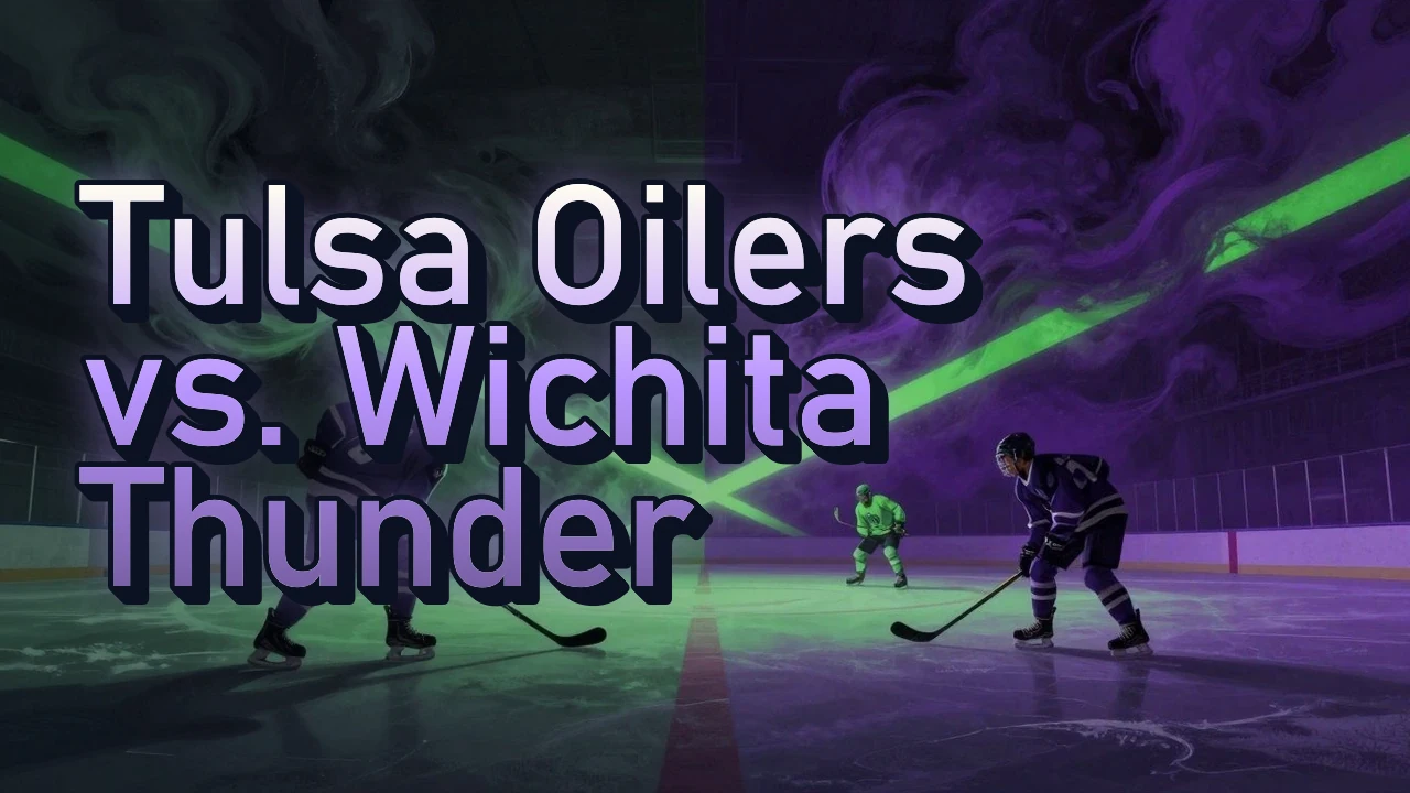 Illustrated event poster for Tulsa Oilers vs. Wichita Thunder