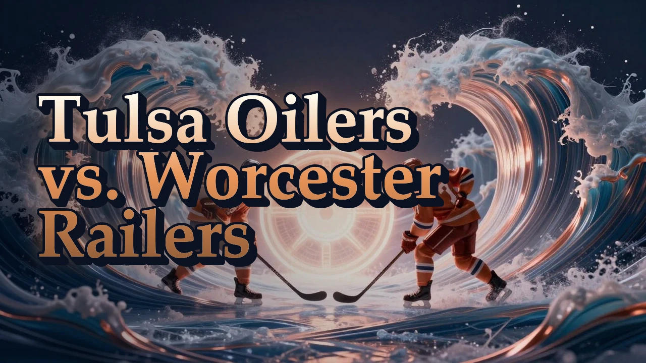 Illustrated event poster for Tulsa Oilers vs. Worcester Railers