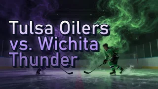 Illustrated event poster for Tulsa Oilers vs. Wichita Thunder