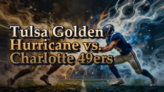 Illustrated event poster for Tulsa Golden Hurricane vs. Charlotte 49ers