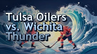 Illustrated event poster for Tulsa Oilers vs. Wichita Thunder