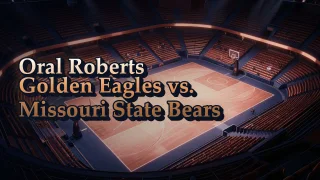 Illustrated event poster for Oral Roberts Golden Eagles vs. Missouri State Bears