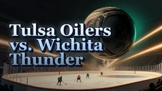 Illustrated event poster for Tulsa Oilers vs. Wichita Thunder
