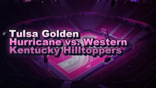 Illustrated event poster for Tulsa Golden Hurricane vs. Western Kentucky Hilltoppers