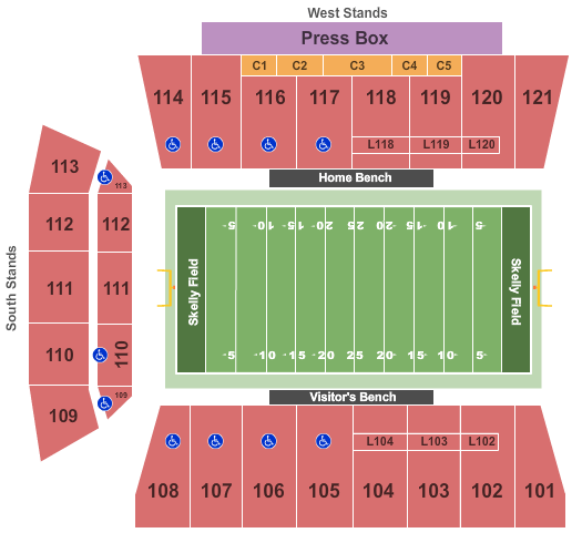Event-specific Tulsa Golden Hurricane vs. Florida Atlantic Owls seating chart at Skelly Field at H.A. Chapman Stadium