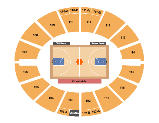 TicketNetwork seating chart for Oral Roberts Golden Eagles vs. Northwestern Oklahoma State Raiders at Mabee Center - OK
