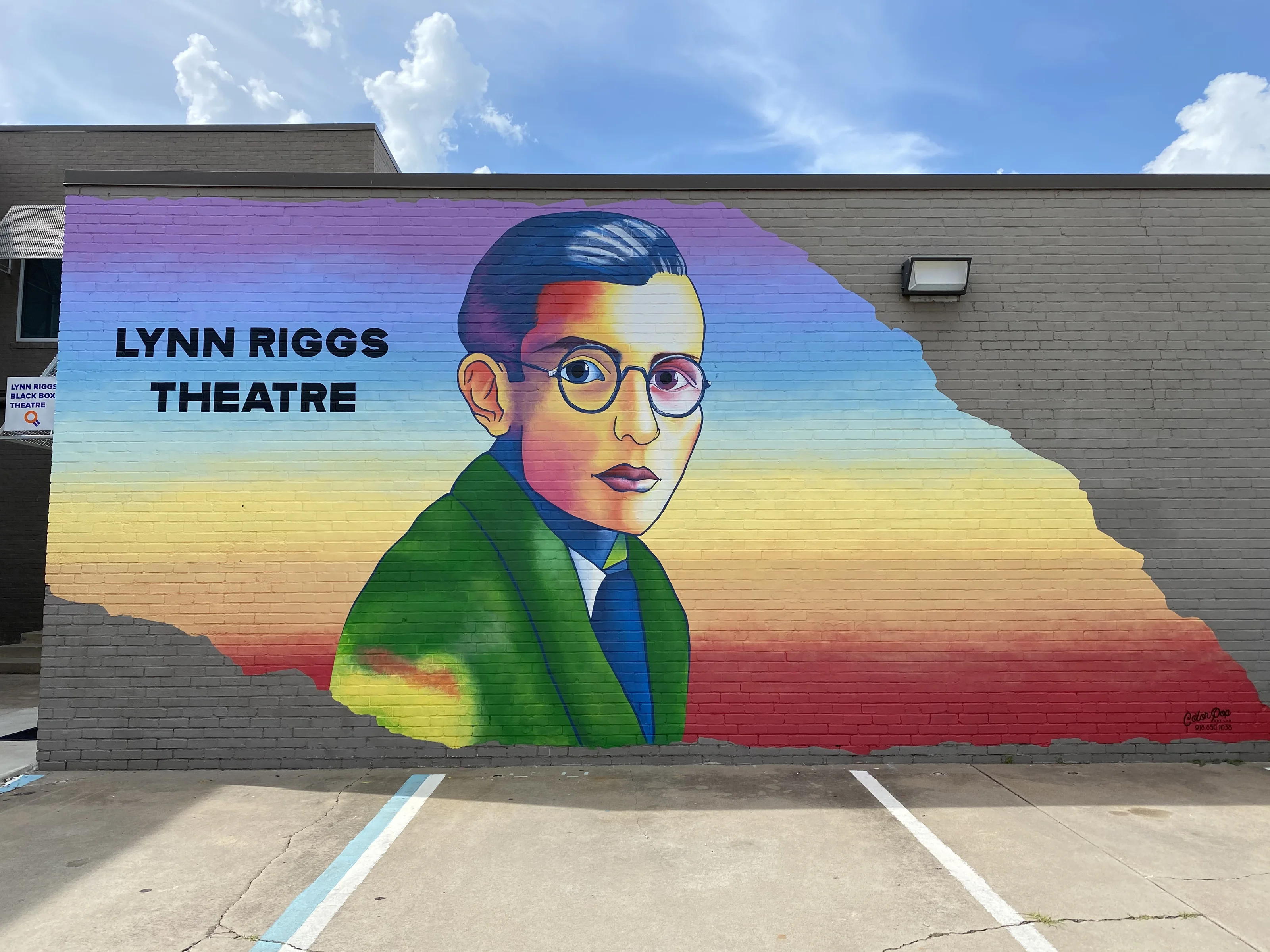 Lynn Riggs Theatre exterior mural at the Equality Center, July 2020